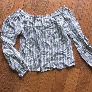 Striped long sleeve off the shoulder top